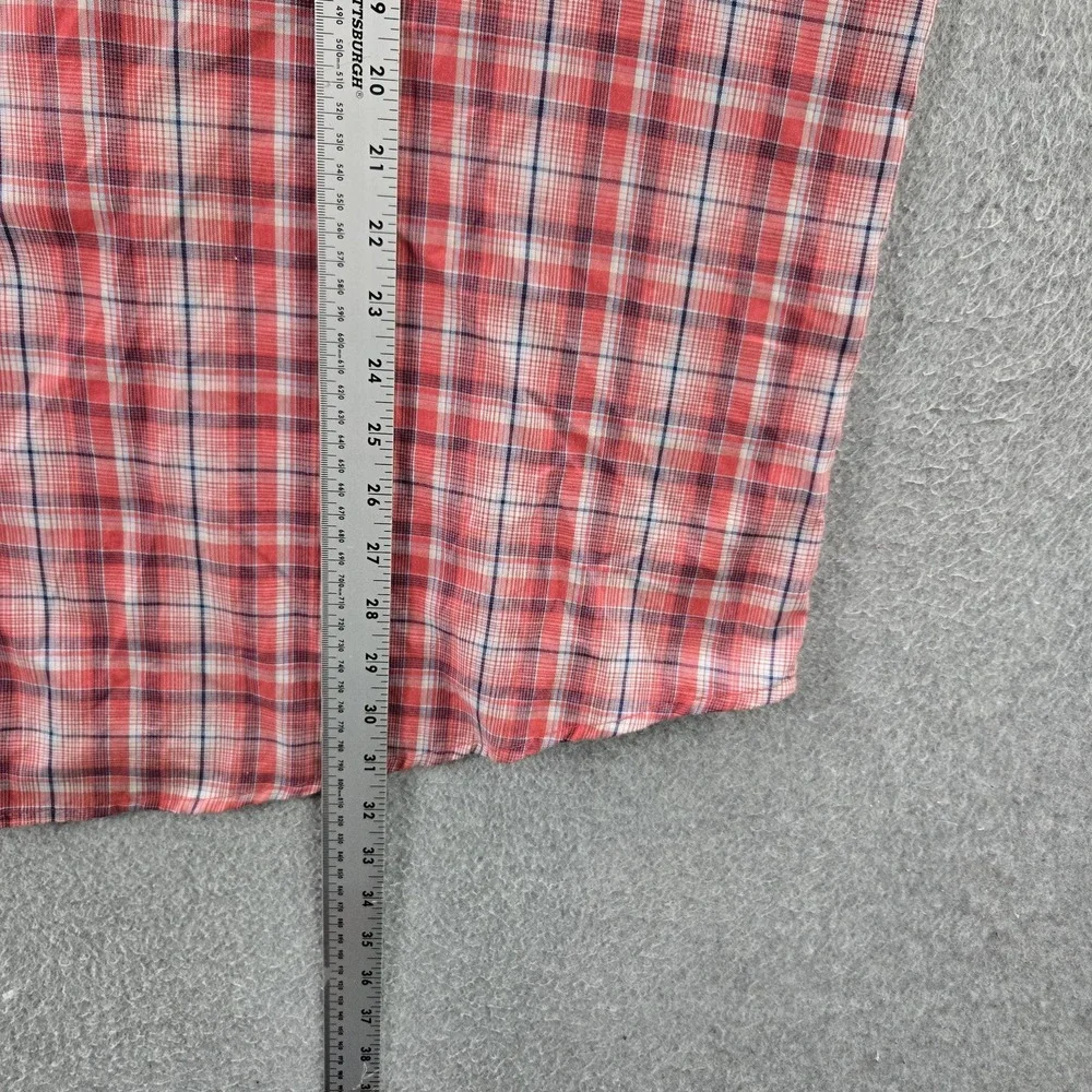 Wrangler Men Button Up Shirt 3XL Red Plaid Western Pearl‎ Snap Short Sleeve